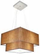 Lustre Pendente Duplo Quadrado Vivare Md-4157 Cúpula em Tecido 40x35cm Palha - Bivolt