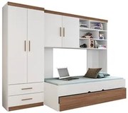 Quarto Infantil Modulado 4 Portas Com Bicama Chiara Carvalho/Branco -