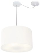 Lustre Pendente Cilíndrico Com Desvio Branco MJ-4163 Para Mesa de Jantar e Estar