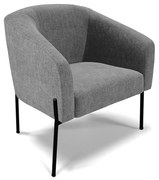 Poltrona Decorativa Pé de Ferro Preto Stella Suede Linho D03 - D'Rossi - A26 Grafite