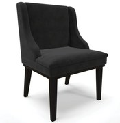 Poltrona Decorativa Base Fixa de Madeira Firenze Suede Preto G19 - Gran Belo