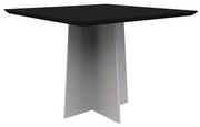 Mesa de Jantar Quadrada Tampo com Vidro Tina 100 cm Preto Base Off White - D'Rossi