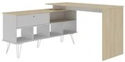 Mesa Escrivaninha Industrial 136cm Dhabi A06 Carvalho/Branco - Mpozena