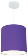 Lustre Pendente Cilíndrico Md-4036 Cúpula em Tecido 30x31cm Roxo - Bivolt