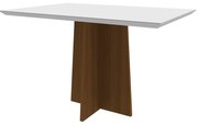 Mesa de Jantar Retangular Tampo com Vidro Sabrina 120 cm Off White Base Imbuia - D'Rossi