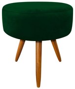 Puff Banqueta Berlim Redondo Suede Verde Pés Castanho D'Rossi