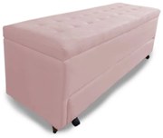 Calçadeira Baú com Sapateira Casal 140cm Paris Suede Rosa - Sheep Estofados - Rosa