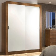 Guarda-Roupa Solteiro Madesa Denver 2 Portas de Correr Rustic/Branco Cor:Rustic/Branco