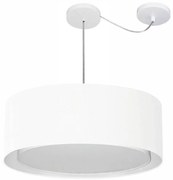 Lustre Pendente Cilíndrico Com Desvio Md-4317 Cúpula em Tecido 60x25cm Branco - Bivolt