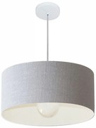 Lustre Pendente Cilíndrico 4052 Cúpula em Tecido 50x21cm Rustico Cinza - Bivolt