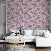 Papel de Parede Floral roxo com manchas 0.52m x 3.00m