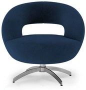 Poltrona Decorativa Base Giratória Topázio Veludo Azul - Sheep Estofados - Azul escuro