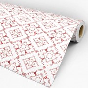 Papel de parede adesivo arabesco branco e vermelho