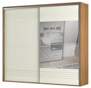 Roupeiro Menfis 2 Portas com Espelho cor Freijo Off White 267cm - 66717 Sun House