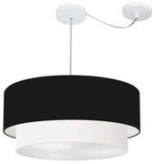 Lustre Pendente Cilíndrico Com Desvio Preto e Branco MJ-4362 Para Mesa de Jantar e Estar