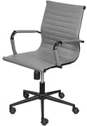 Cadeira Office Eames Baixa Dark Courino Cinza com Base Rodizio Preta - 74382 Sun House