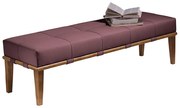 Recamier Decorativo 140cm Martínez Veludo Pés Madeira Rosa/Mel G62 - Gran Belo