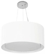 Lustre Pendente Cilíndrico Duplo Md-4300 Cúpula em Tecido 50x30cm Branco - Bivolt