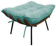 Puff Decorativo Costela Base Fixa Suede Azul Tiffany - ADJ Decor