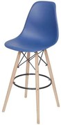 Banqueta Eames Polipropileno Azul Marinho Base Madeira - 54750 Sun House