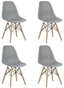 Cadeira Eiffel Eames Base Madeira Kit 4 Sala de Jantar Cinza R02 - D'Rossi