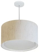 Lustre Pendente Cilíndrico Duplo Md-4293 Cúpula em Tecido 45x30cm Linho Bege - Bivolt