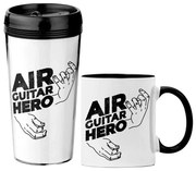 Kit Copo Viagem e Caneca Air Guitar Hero Rock