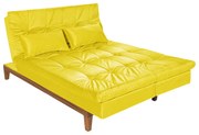 Sofá Cama Reclinável 2 Lugares Change Veludo Amarelo G30 - Gran Belo