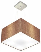 Lustre Pendente Quadrado Md-4197 Cúpula em Tecido 25/45x45cm Palha - Bivolt