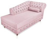 Divã Chesterfield 165 cm Capitonado com Strass Suede Rosa Bebê - D'Rossi