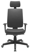 Cadeira Office Brizza Soft Vinil Preto Autocompensador Com Encosto Cabeça Base Standard 126cm - 63449 Sun House