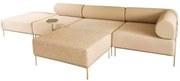 Sofá Modular Gota + Pufes Campânia Linho Aço Carbono Taupe - 74044 Sun House