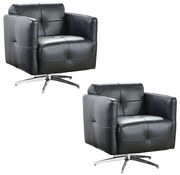 Kit 2 Poltronas Decorativas Astúria Base Giratória Couro Preto G40 - Gran Belo