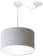 Lustre Pendente Cilíndrico Com Desvio De Centro Md-4166 Cúpula em Tecido 40x25cm Rustico Cinza - Bivolt