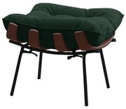 Puff Decorativo Sala de Estar Abel Base de Madeira Preto Suede Verde G41 - Gran Belo