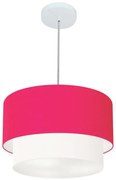 Pendente Cilíndrico Pink e Branco MJ-4159 Para Mesa de Jantar e Estar