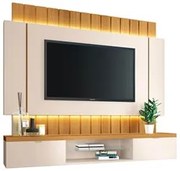 Painel para TV Suspenso 55 Pol. Illuna H01 Off White/Cinamomo - Mpozen