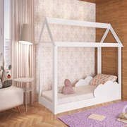 Cama Infantil com Nuvem Casinha Quarto Montessoriano Branco