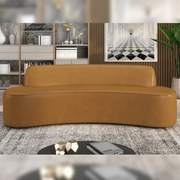 Sofá Decorativo 3 Lugares 180cm Bélgica Curvo PU Caramelo G15 - Gran Belo