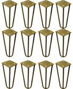 Kit 12 Pés de Metal 25 CM Hairpin Legs Rack e Puffs Dourado G41