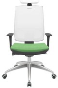 Cadeira Office Brizza Tela Branca Com Encosto Assento Poliéster Verde Musgo Autocompensador 126cm - 63271 Sun House