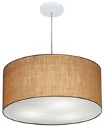 Lustre Pendente Cilíndrico Md-4219 Cúpula em Tecido 55x25cm Palha - Bivolt