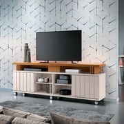 Bancada Decorativa Grohl 1.3 Porta Deslizante TV até 70 Pol Off White/Cinamomo G26 - Gran Belo