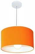 Lustre Pendente Cilíndrico Md-4146 Cúpula em Tecido 40x30cm Laranja - Bivolt