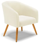 Poltrona Decorativa Pé Palito Castanho Stella Cotelê Int/Veludo D03 - D'Rossi - Off White
