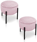 Puff Banqueta Decorativo Industrial Preto Kit 2 Iron Rosa Bebê D03 - D'Rossi