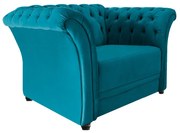 Poltrona Decorativa Chesterfield Sofia Suede Azul Turquesa - ADJ Decor