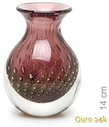 Vaso Mini Médio Tela Roxo com Ouro Murano Cristais Cadoro