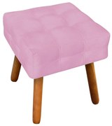 Puff Elisa Suede Rosa Bebê Pés Palito Castanho D'Rossi