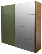 Roupeiro Trentino 2 Portas MDF cor Olmo e Verde com 1 Porta Espelhada 240 cm - 73027 Sun House